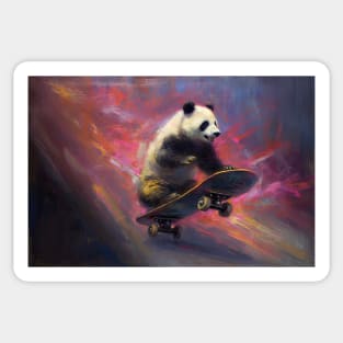 Panda Skateboarding - Pastel Watercolor Sticker